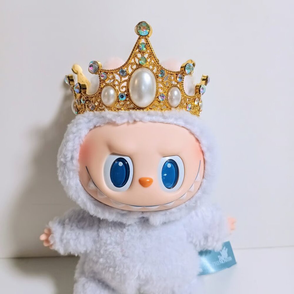 Custom Rhinestone Gold Crown for Labubu